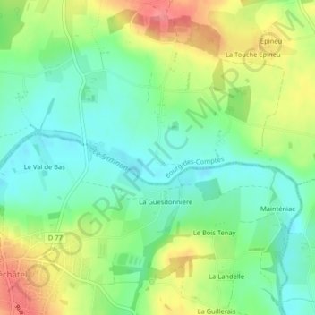 Topografische Karte La Pitoulais, Höhe, Relief