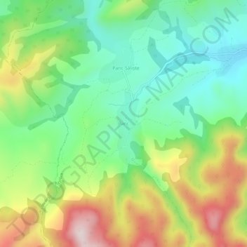 Topografische Karte Panc, Höhe, Relief