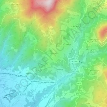 Topografische Karte Orturano, Höhe, Relief