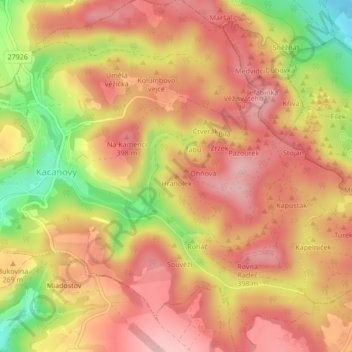 Topografische Karte Prisma, Höhe, Relief