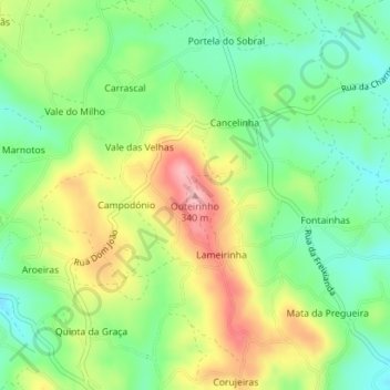 Topografische Karte Outeirinho, Höhe, Relief