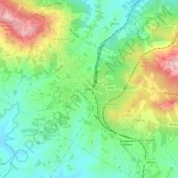 Topografische Karte Zorba, Höhe, Relief