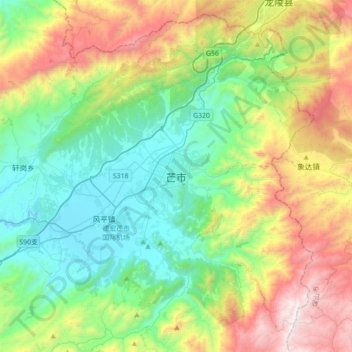 Topografische Karte Mang, Höhe, Relief
