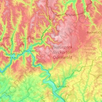 Topografische Karte Waldbrunn, Höhe, Relief