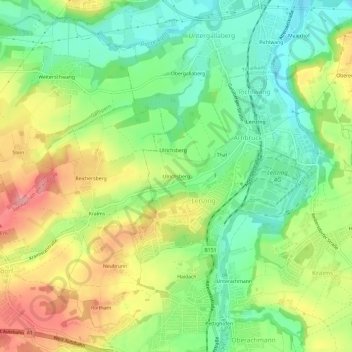 Topografische Karte Ulrichsberg, Höhe, Relief