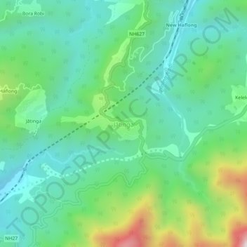 Topografische Karte Jatinga, Höhe, Relief