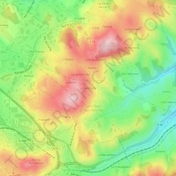 Topografische Karte Le Petit Culty, Höhe, Relief