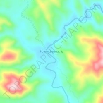 Topografische Karte Puerto Bermudez, Höhe, Relief