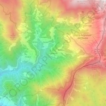 Topografische Karte Vallepiana, Höhe, Relief