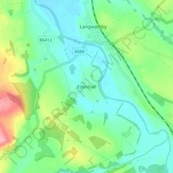 Topografische Karte Edenhall, Höhe, Relief