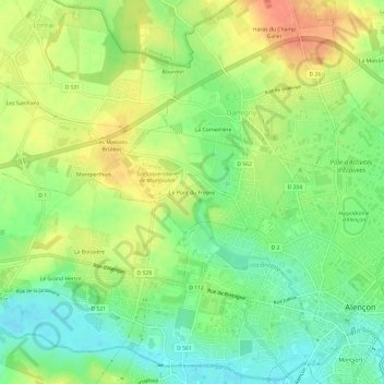 Topografische Karte Le Pont du Fresne, Höhe, Relief