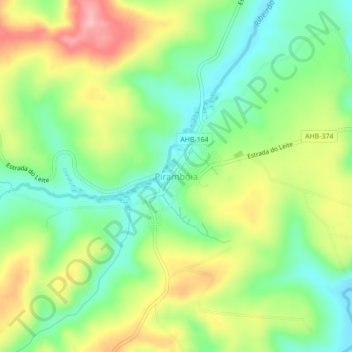 Topografische Karte Pirambóia, Höhe, Relief