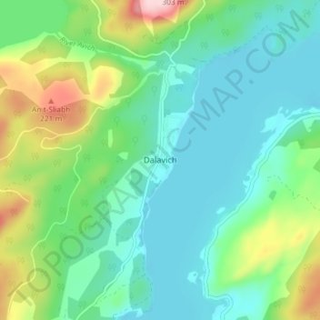 Topografische Karte Dalavich, Höhe, Relief