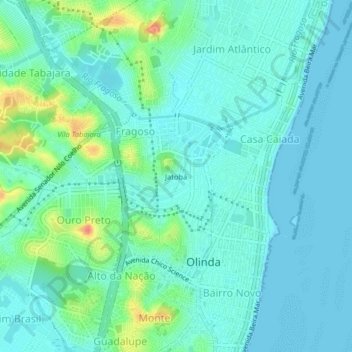 Topografische Karte Jatobá, Höhe, Relief