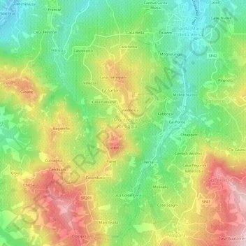 Topografische Karte Crocetta, Höhe, Relief