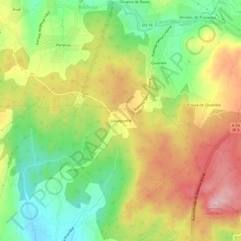 Topografische Karte Lobagueira, Höhe, Relief
