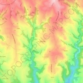 Topografische Karte Le Contourès, Höhe, Relief