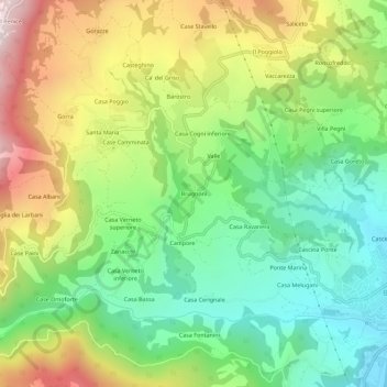 Topografische Karte Brugnoni, Höhe, Relief