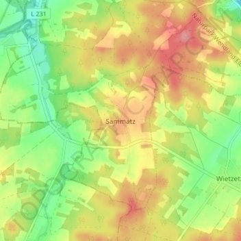 Topografische Karte Sammatz, Höhe, Relief