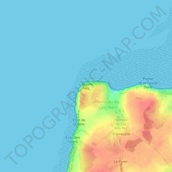 Topografische Karte Cap Gris Nez, Höhe, Relief