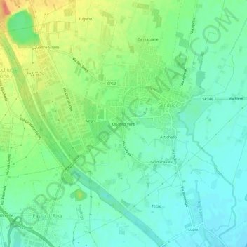 Topografische Karte Quattro Venti, Höhe, Relief