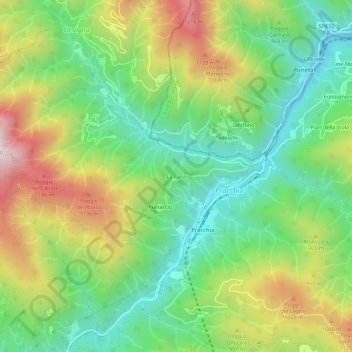 Topografische Karte La Casa, Höhe, Relief