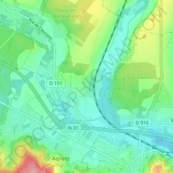 Topografische Karte Saint-Remy-l'Abbaye, Höhe, Relief
