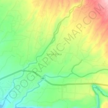 Topografische Karte Santa Rosa, Höhe, Relief