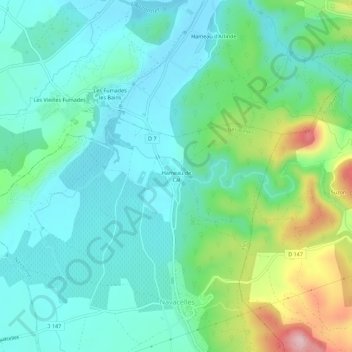 Topografische Karte Hameau de Cal, Höhe, Relief