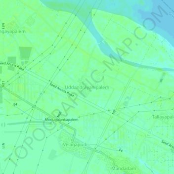 Topografische Karte Uddandrayanipalem, Höhe, Relief