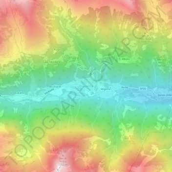 Topografische Karte Pialpetta, Höhe, Relief