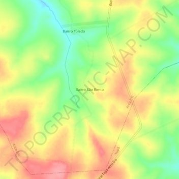 Topografische Karte Bairro São Bento, Höhe, Relief