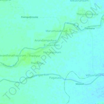 Topografische Karte Vishnupuram, Höhe, Relief