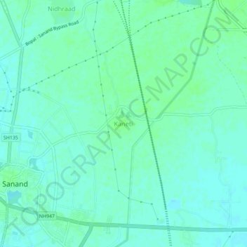 Topografische Karte Kaneti, Höhe, Relief
