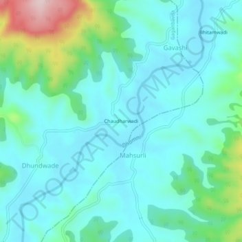 Topografische Karte Chaudharwadi, Höhe, Relief