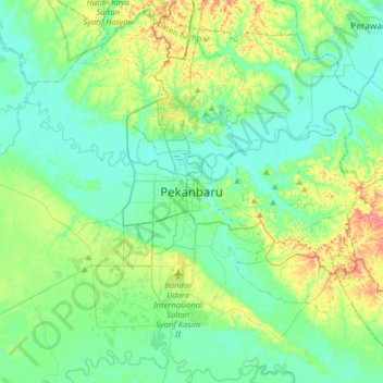 Topografische Karte Pekanbaru, Höhe, Relief