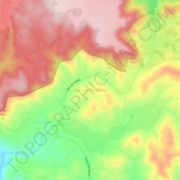 Topografische Karte De Luz Ranchos, Höhe, Relief