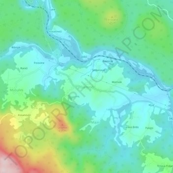 Topografische Karte Gomirje, Höhe, Relief