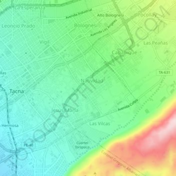 Topografische Karte Natividad, Höhe, Relief