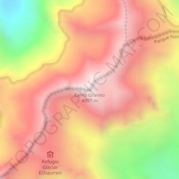 Topografische Karte Cerro Granito, Höhe, Relief