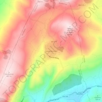 Topografische Karte Casais Monizes, Höhe, Relief