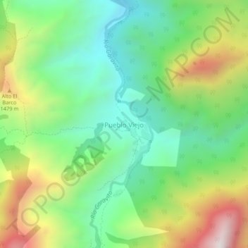Topografische Karte Pueblo Viejo, Höhe, Relief