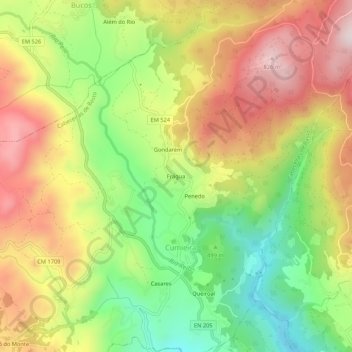 Topografische Karte Frágua, Höhe, Relief