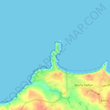 Topografische Karte Porth Dinllaen, Höhe, Relief