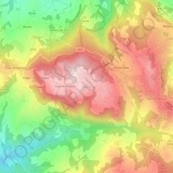 Topografische Karte Faeto, Höhe, Relief