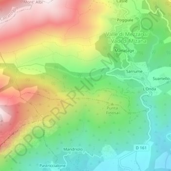 Topografische Karte Baleone, Höhe, Relief