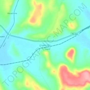 Topografische Karte Crucero Alto, Höhe, Relief