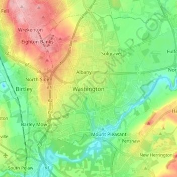 Topografische Karte Washington, Höhe, Relief