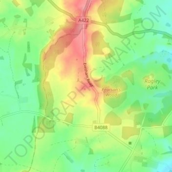Topografische Karte Weethley, Höhe, Relief