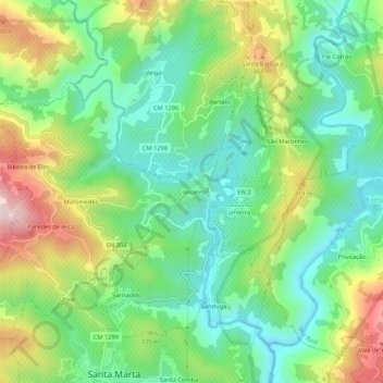 Topografische Karte Concieiro, Höhe, Relief